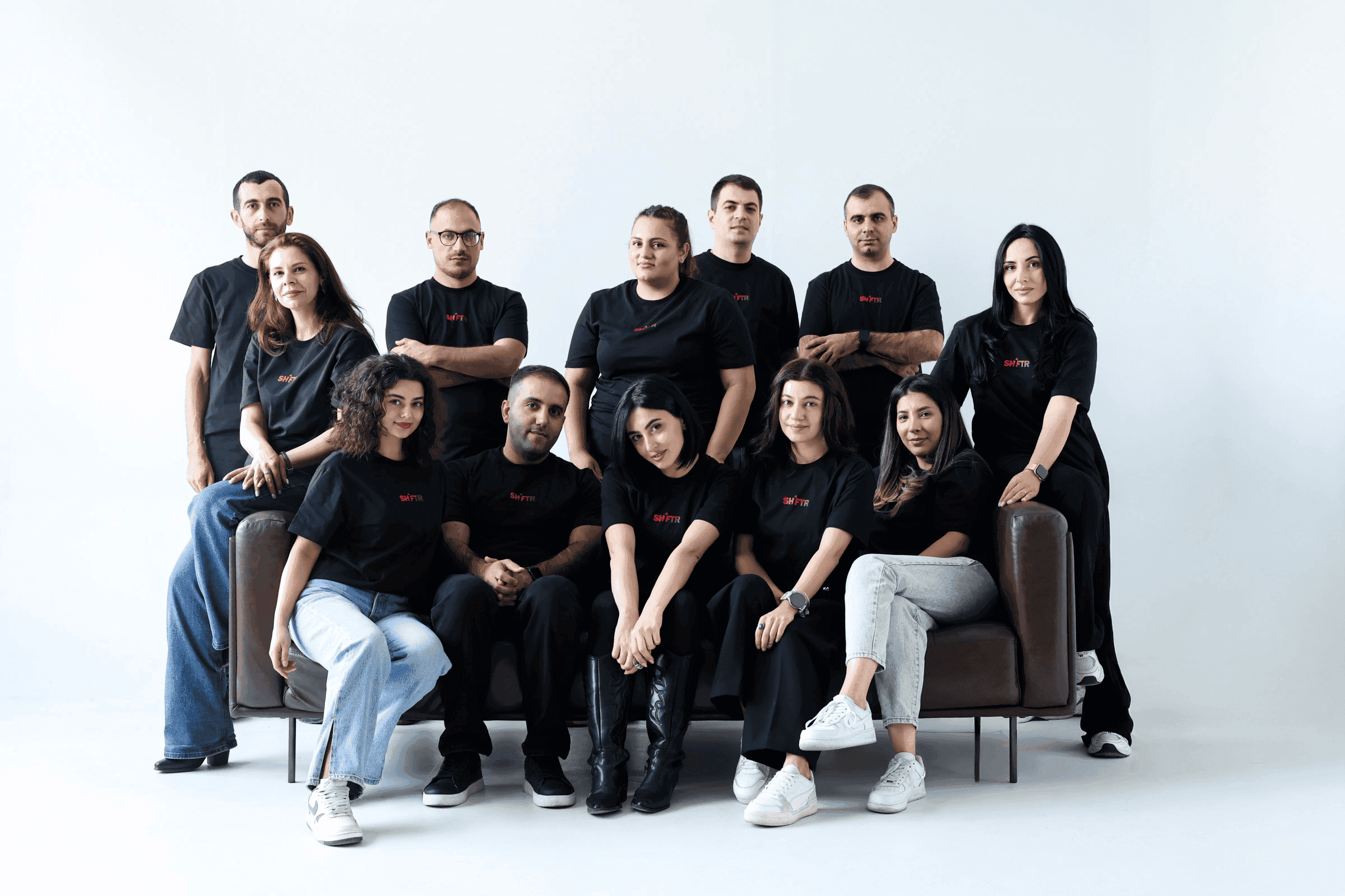 Shiftr team gathered together — our people and culture at the studio