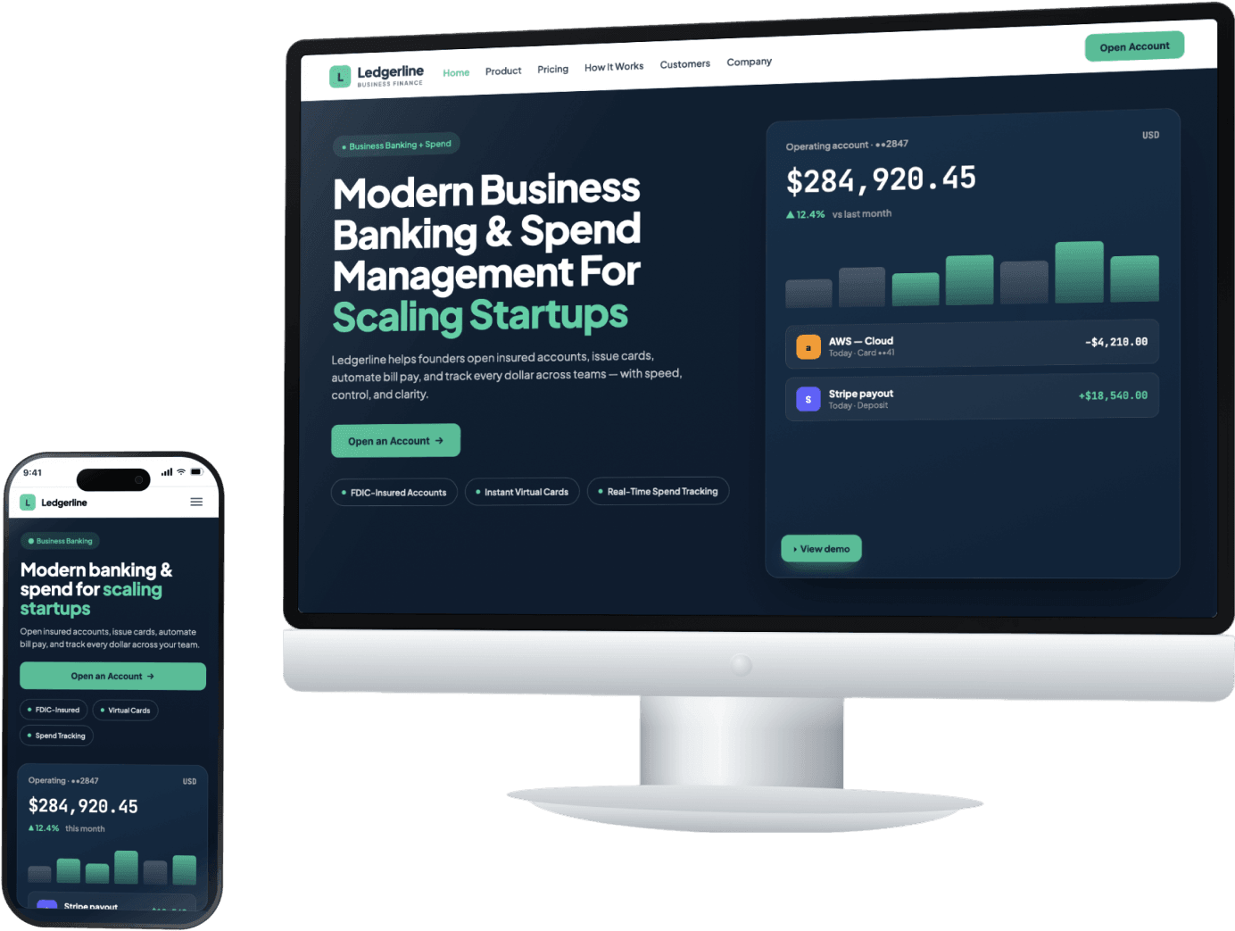 Web development dashboards and analytics mockups